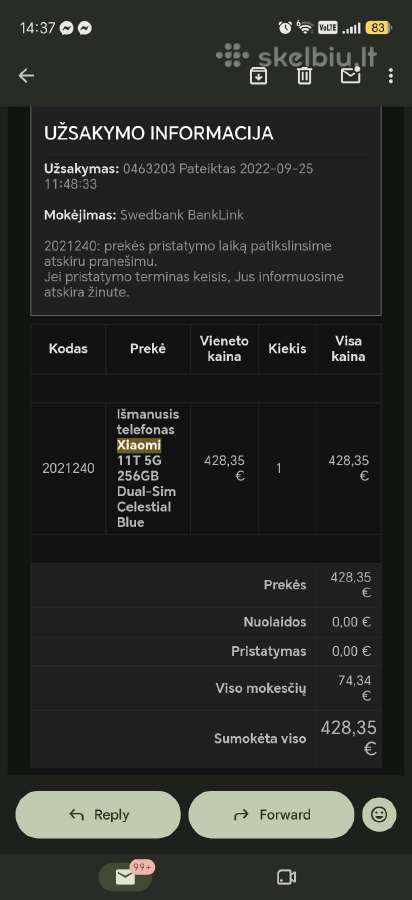 Xiaomi 11t 256gb 8+8 RAM - nuotraukos Nr. 9