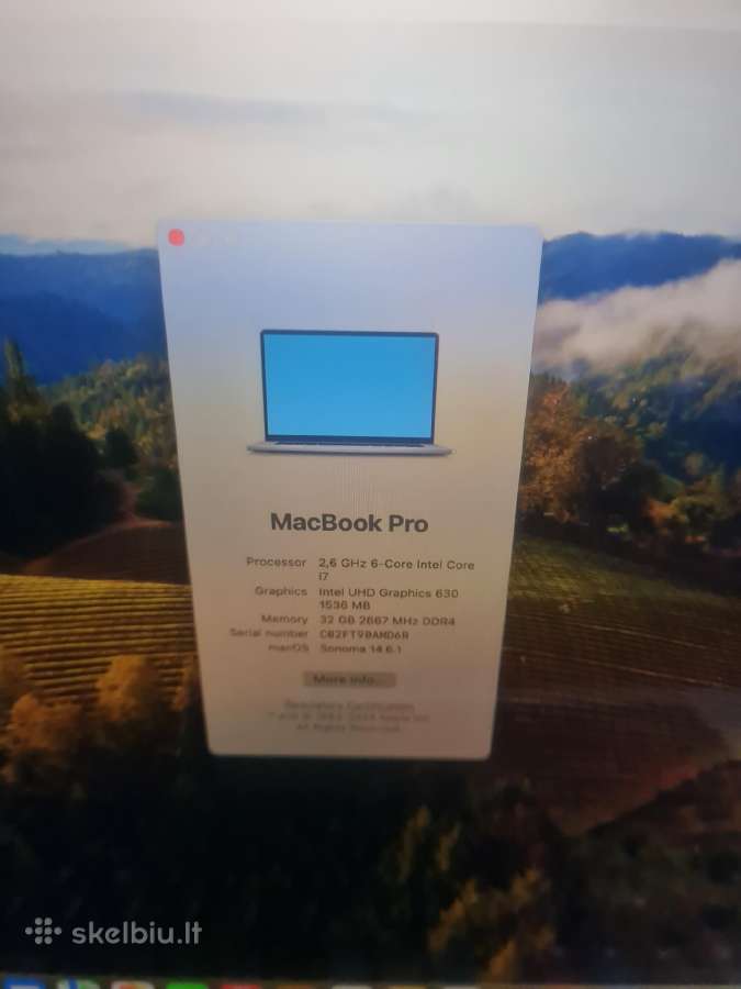Kaip Naujas MacBook Pro 16 2019 i7 32gb RAM 512 ss - nuotraukos Nr. 3
