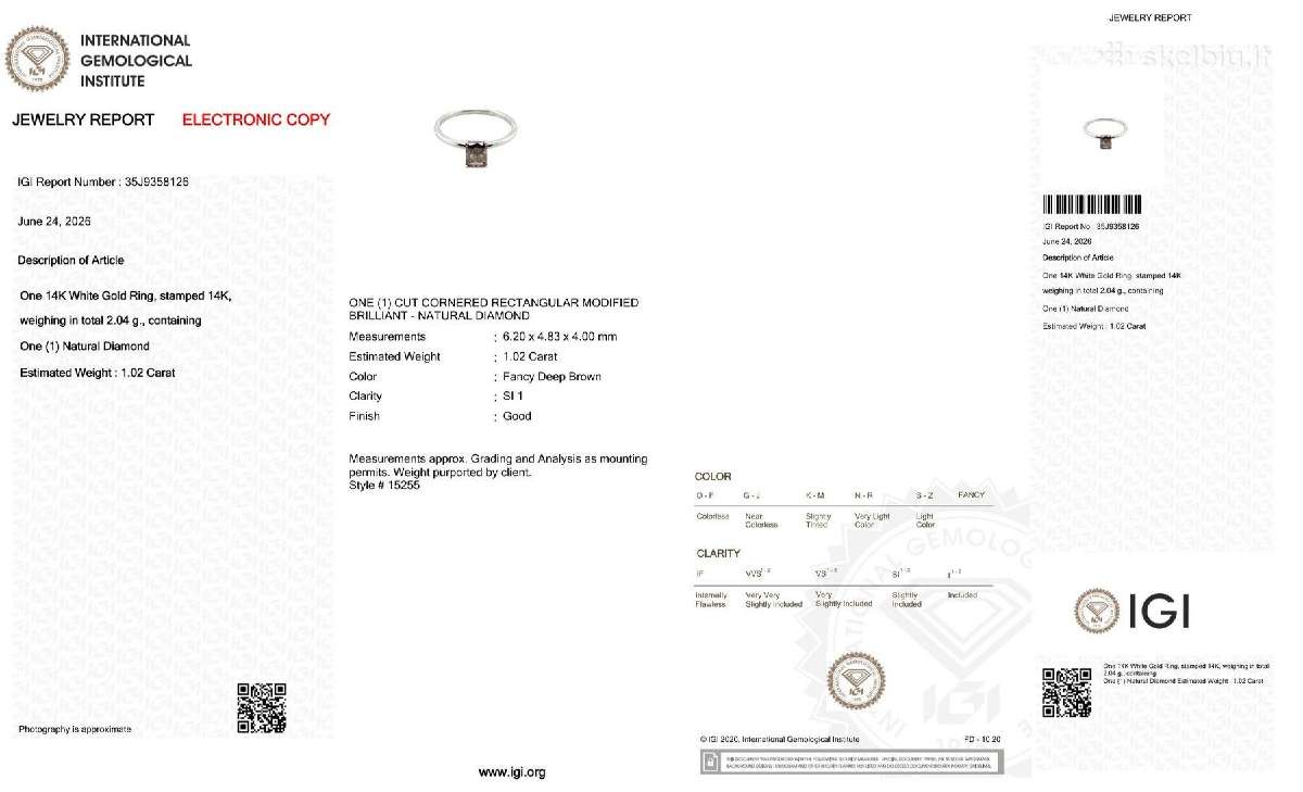 14k aukso žiedas su 1,02 ct natūraliu deimantu - nuotraukos Nr. 6