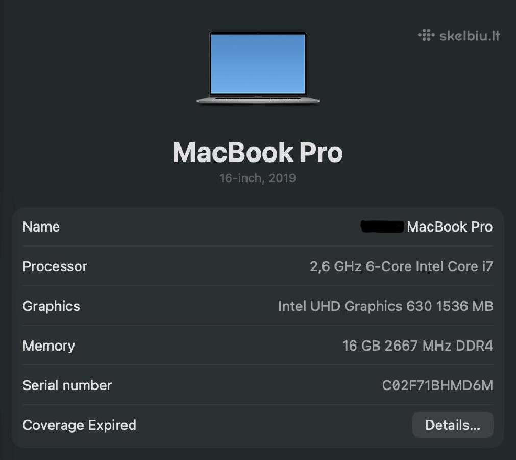 MacBook Pro 16 2019 - nuotraukos Nr. 3