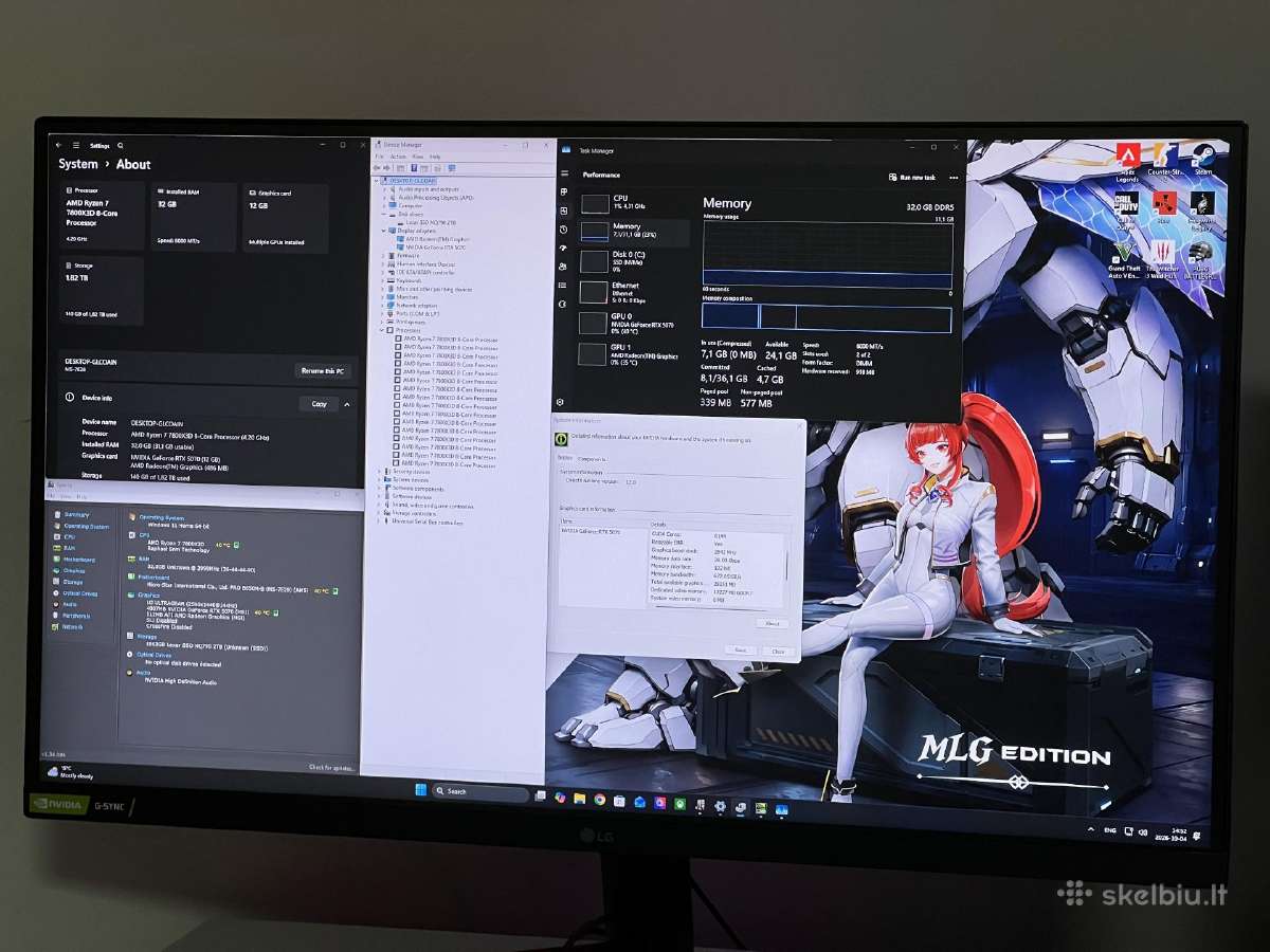 Parduodamas Stac. Su Rtx 5070, Ryzen 7, 32gb/2tb. - nuotraukos Nr. 4