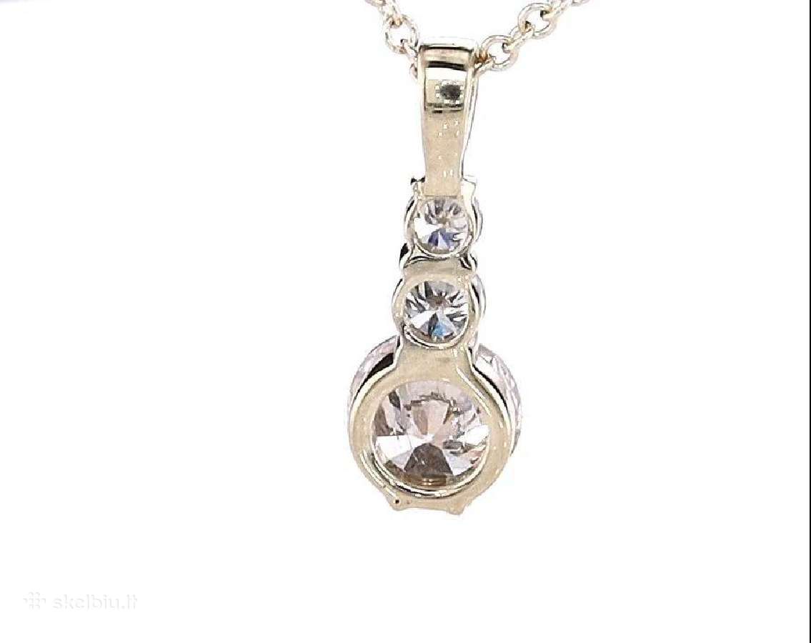 14k pakabukas su grandinėle, 0,62 ct briliantai - nuotraukos Nr. 4
