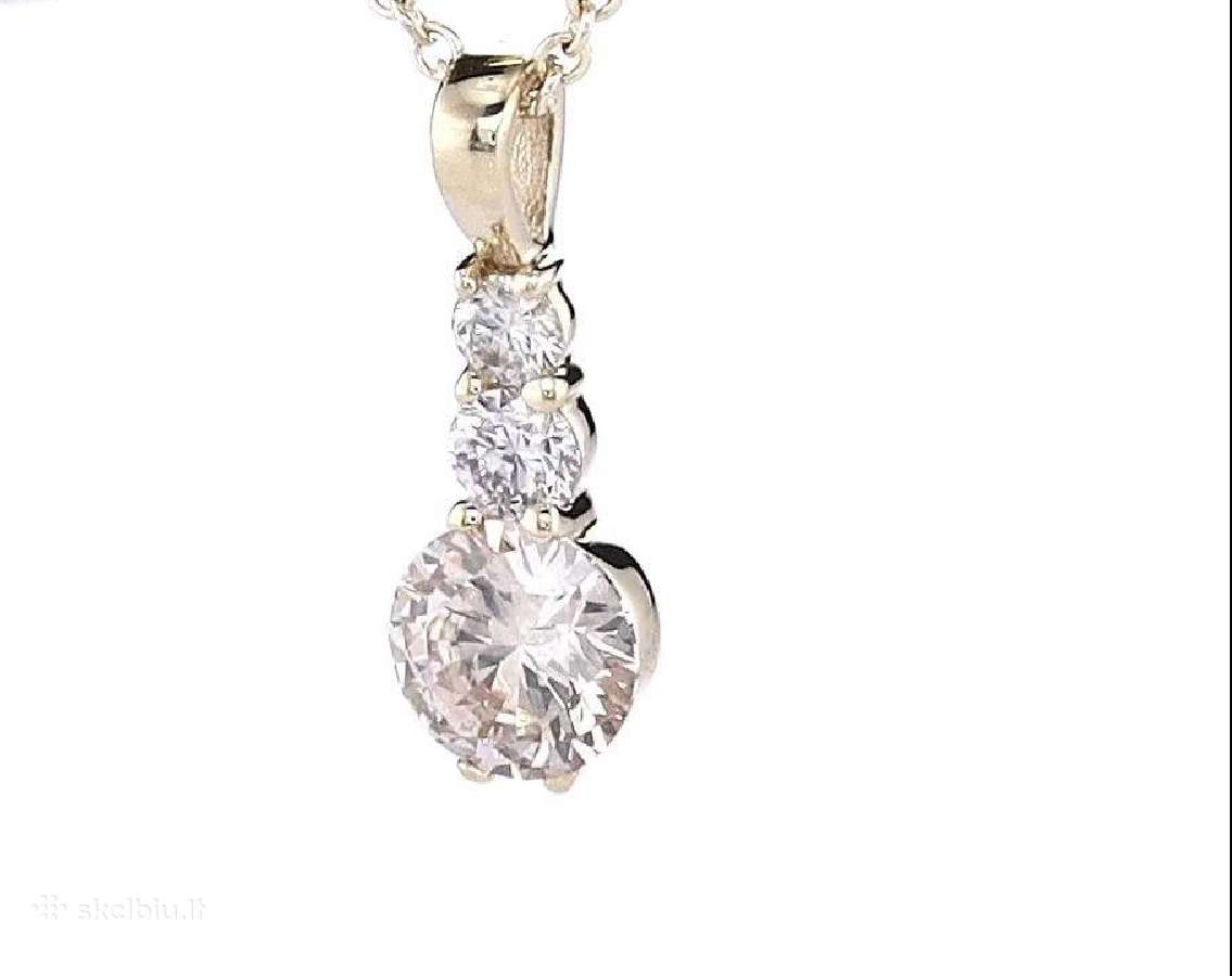 14k pakabukas su grandinėle, 0,62 ct briliantai - nuotraukos Nr. 2