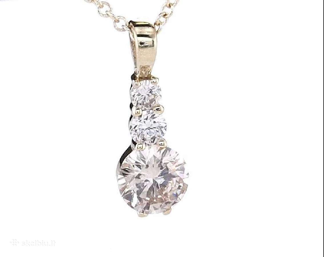14k pakabukas su grandinėle, 0,62 ct briliantai - nuotraukos Nr. 3