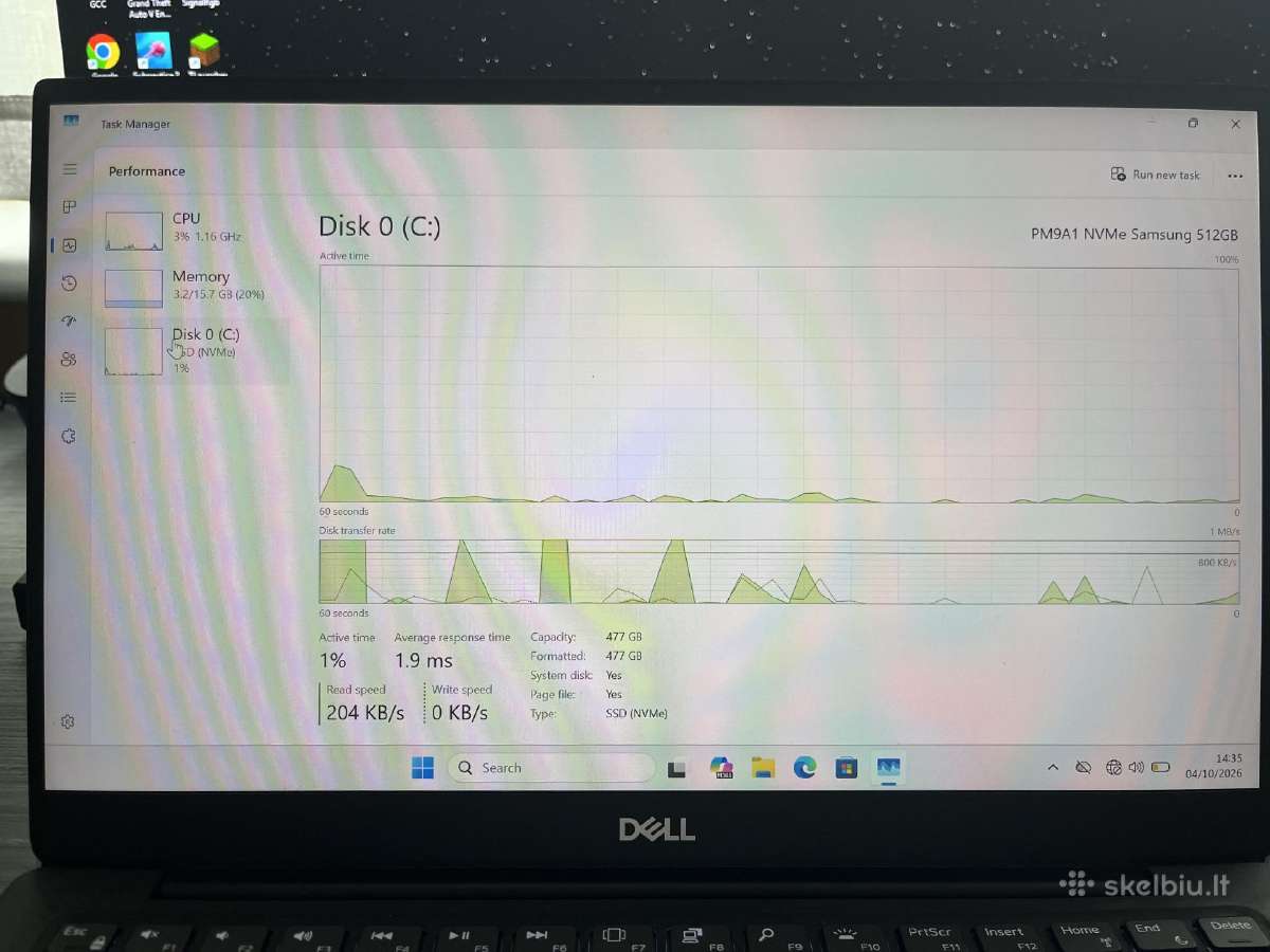 Nešiojamas kompiuteris dell xps 13 9305 - nuotraukos Nr. 6