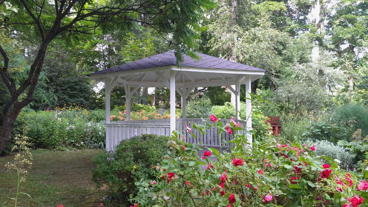 Šešiakampė medinė pavėsinė 12m² su montavimu - nuotraukos Nr. 5