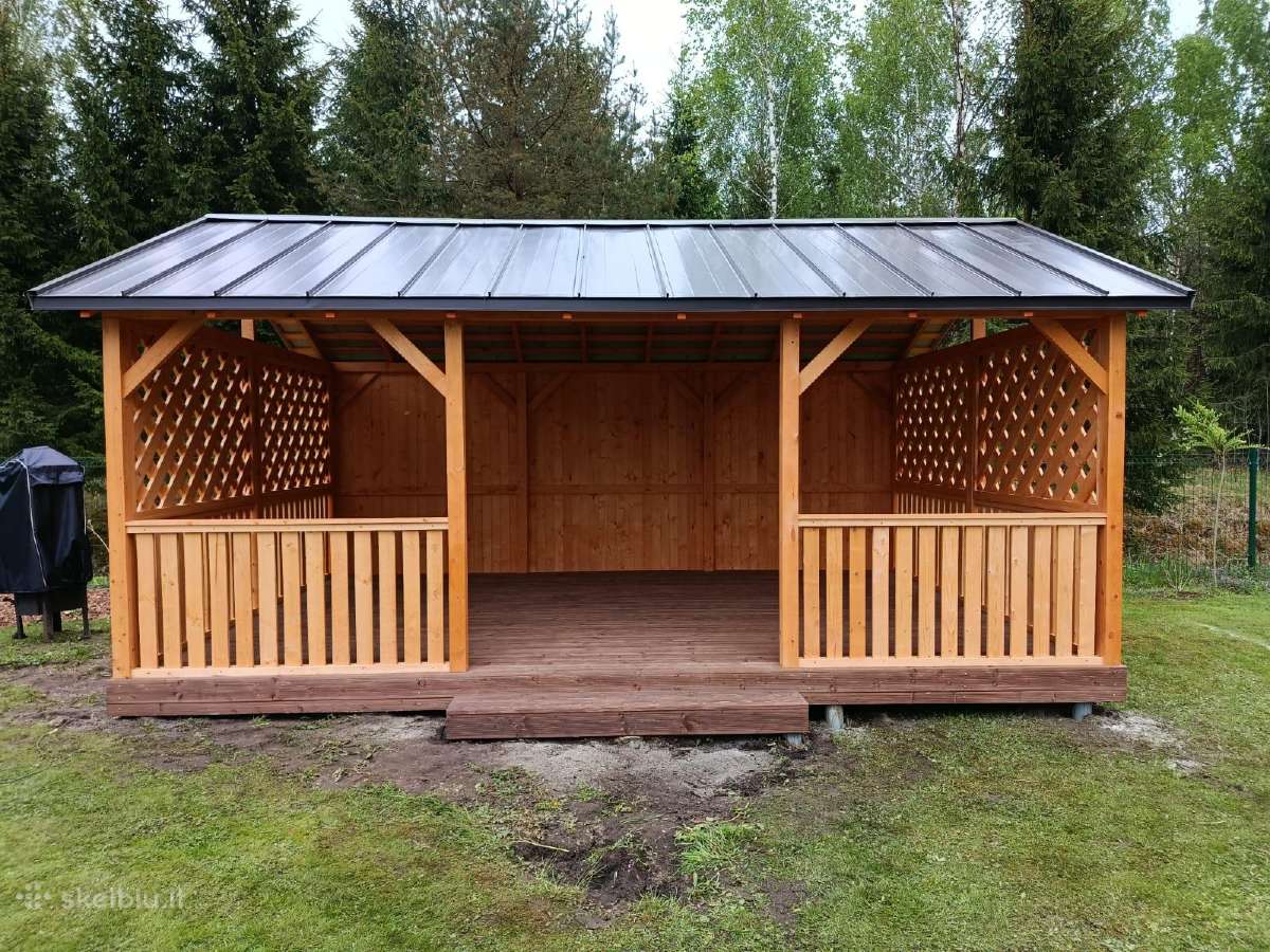 Erdvi medinė pavėsinė 4x6 m (24 m²) – su montavimu - nuotraukos Nr. 2