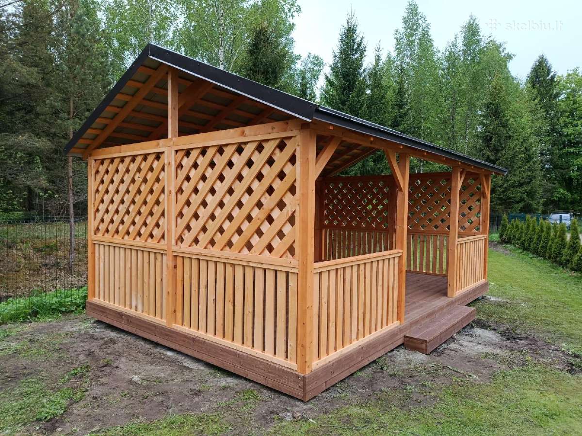 Erdvi medinė pavėsinė 4x6 m (24 m²) – su montavimu - nuotraukos Nr. 3