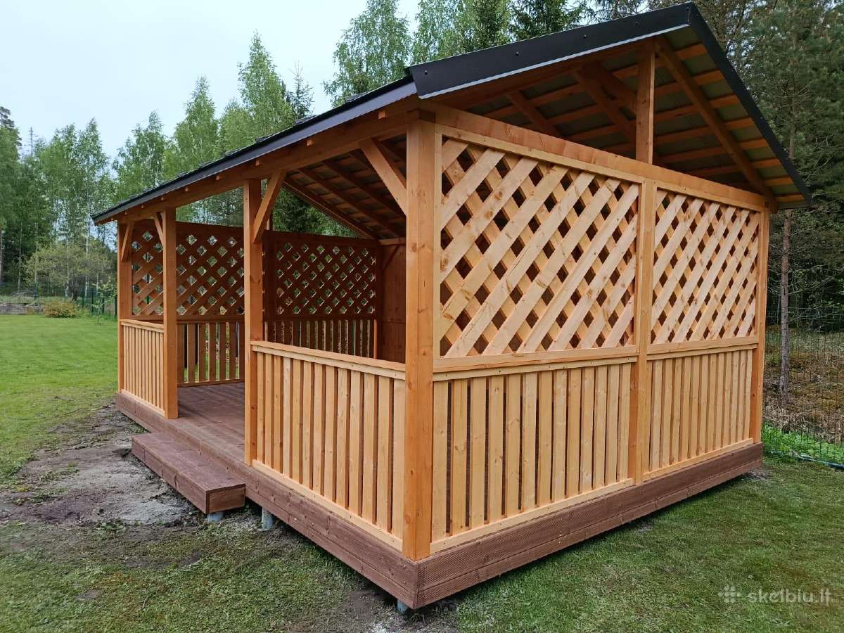 Erdvi medinė pavėsinė 4x6 m (24 m²) – su montavimu - nuotraukos Nr. 4