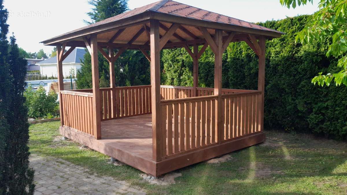 Nedidelė medinė sodo pavėsinė 3x4 m (12 m²) - nuotraukos Nr. 2