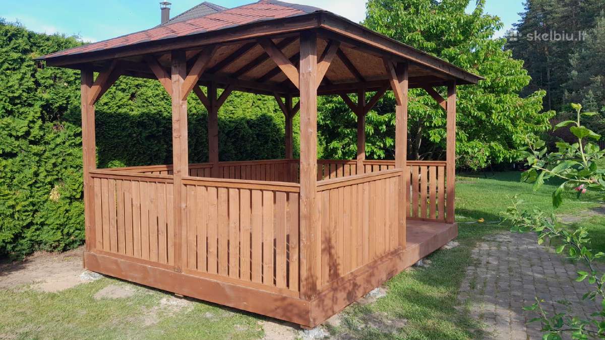 Nedidelė medinė sodo pavėsinė 3x4 m (12 m²) - nuotraukos Nr. 3