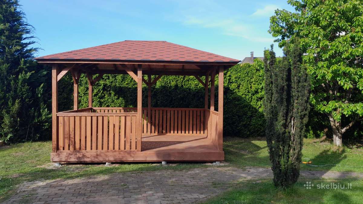 Nedidelė medinė sodo pavėsinė 3x4 m (12 m²) - nuotraukos Nr. 4