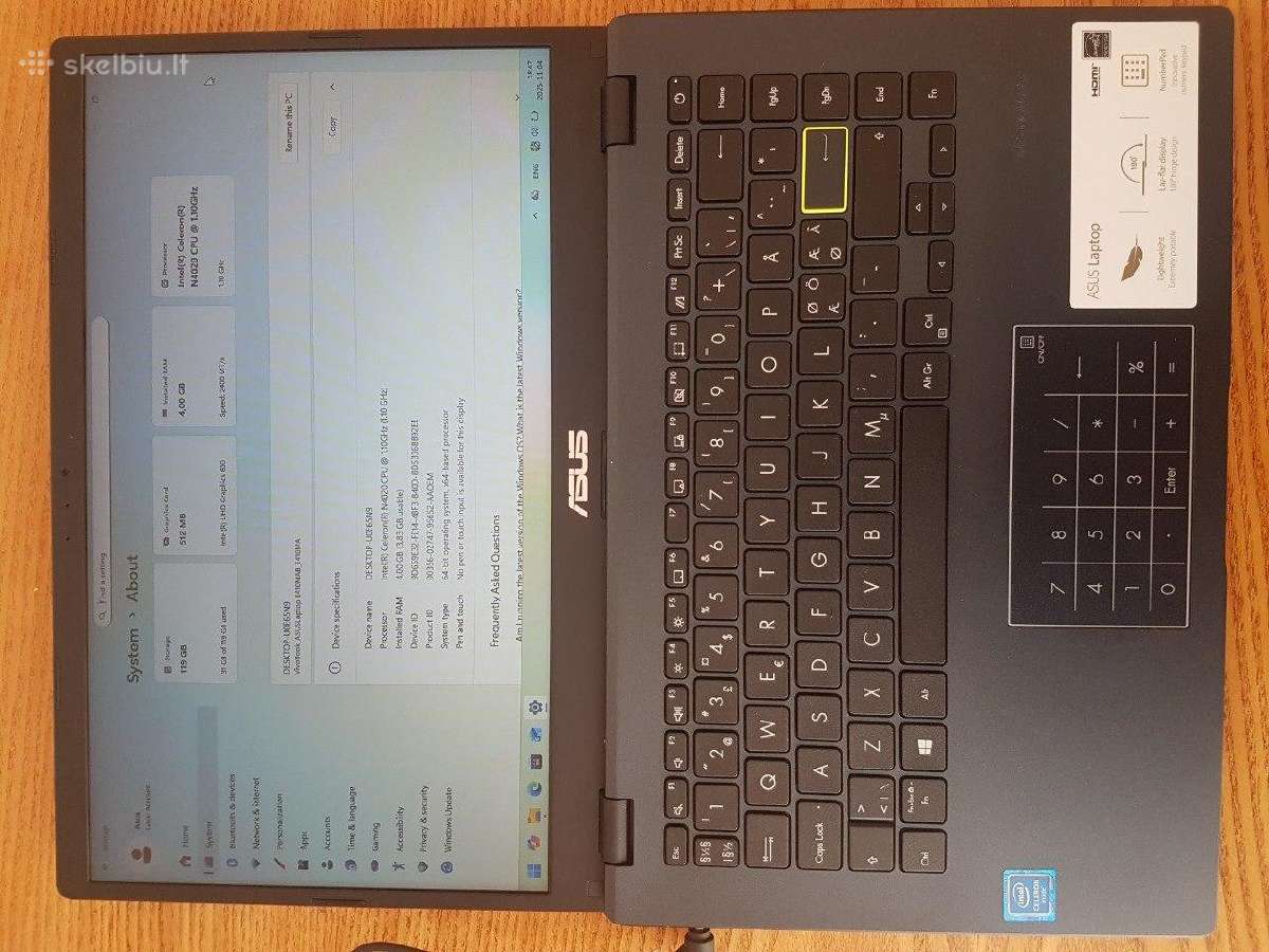 Asus E410m Parduodamas nešiojamas kompas 2022m - nuotraukos Nr. 3