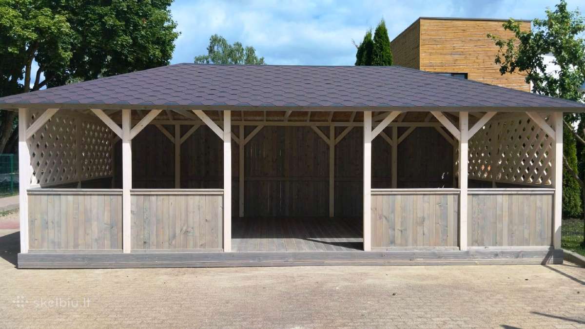 Medinė pavėsinė vaikų darželiui 4x8 m (32 m²) - nuotraukos Nr. 2