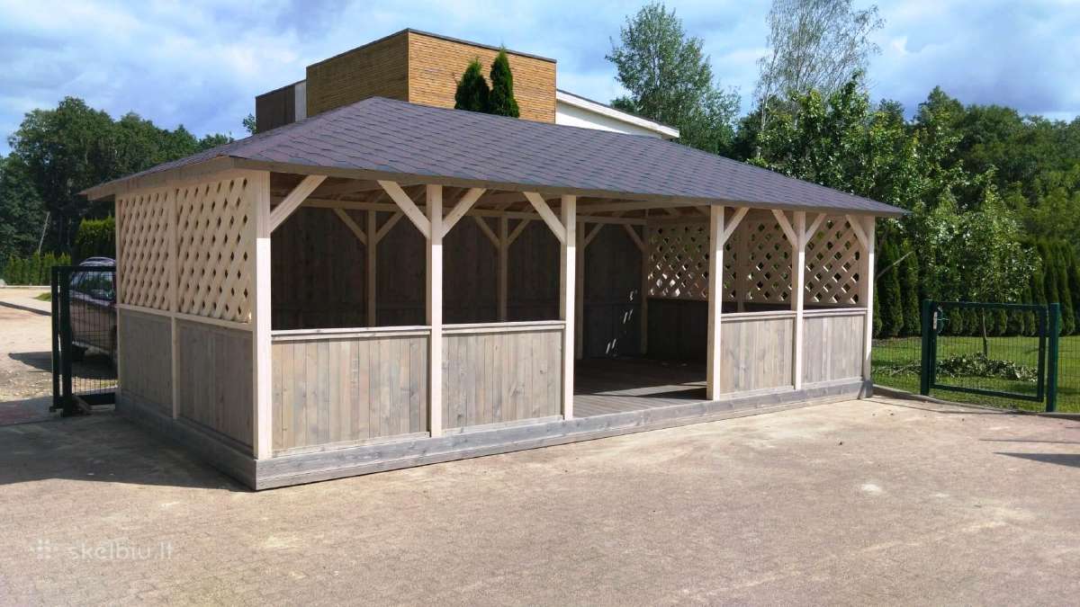 Medinė pavėsinė vaikų darželiui 4x8 m (32 m²) - nuotraukos Nr. 3