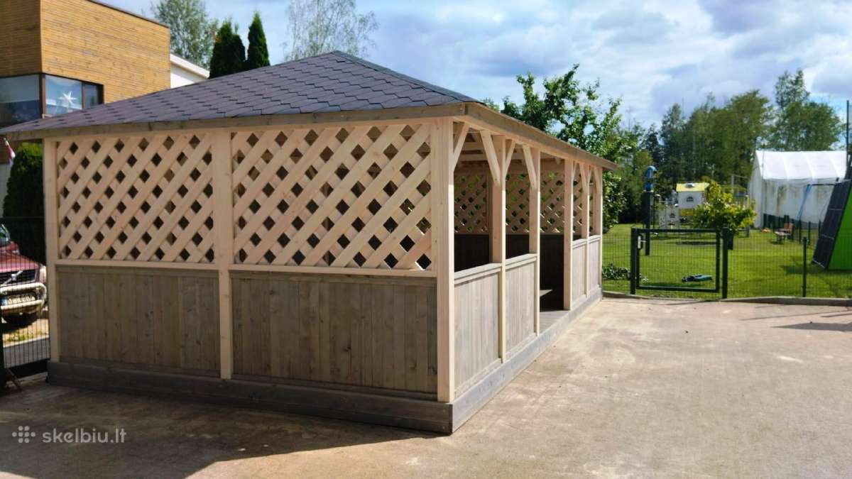Medinė pavėsinė vaikų darželiui 4x8 m (32 m²) - nuotraukos Nr. 4