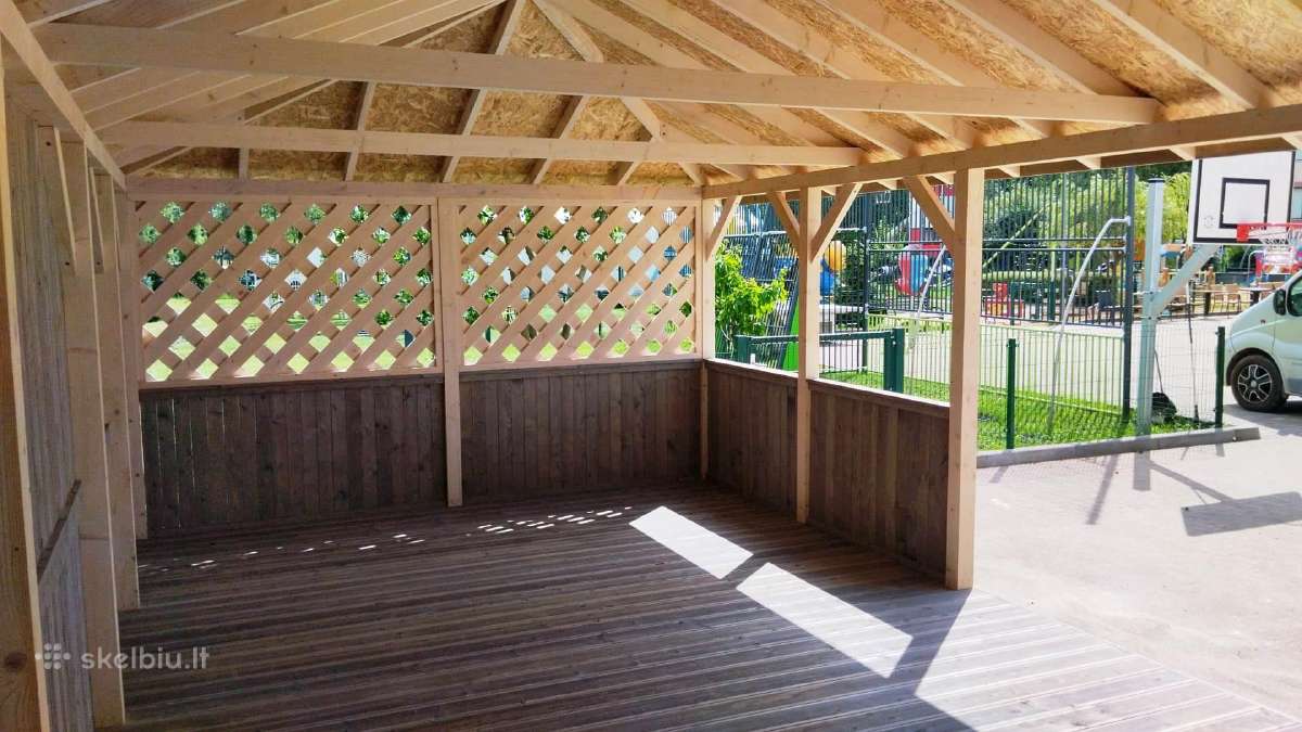 Medinė pavėsinė vaikų darželiui 4x8 m (32 m²) - nuotraukos Nr. 5