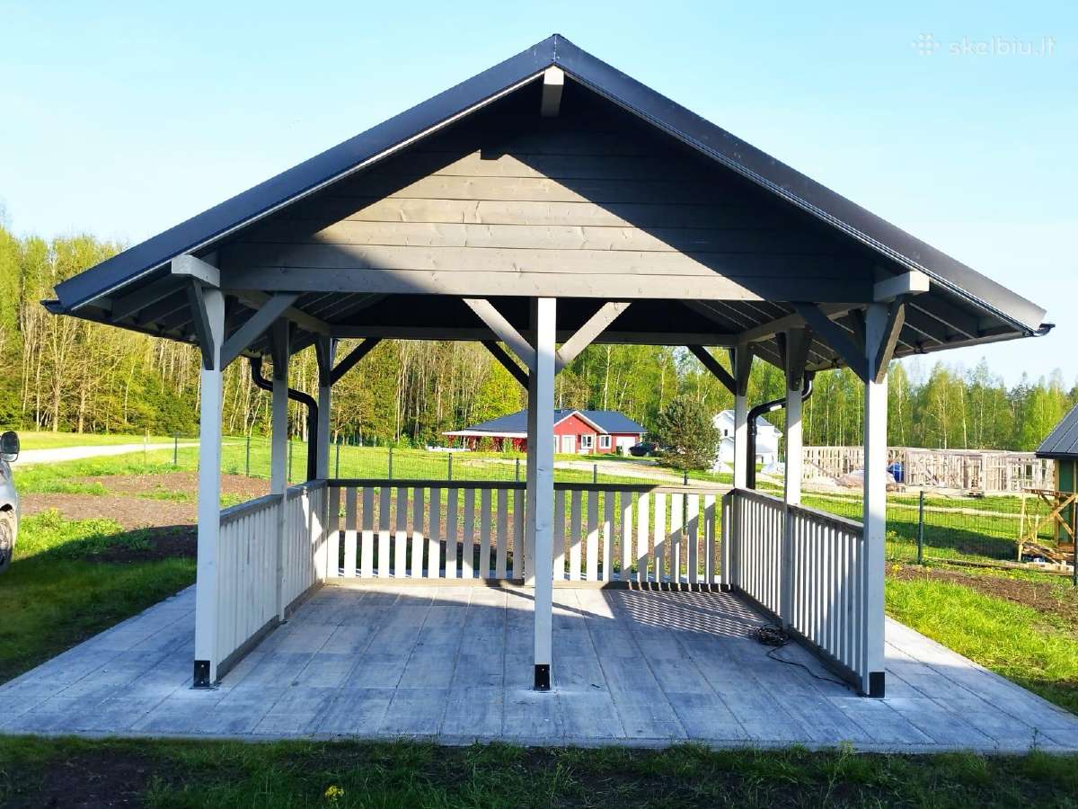 Medinė sodo pavėsinė 3,85x3,85 m – su montavimu! - nuotraukos Nr. 3