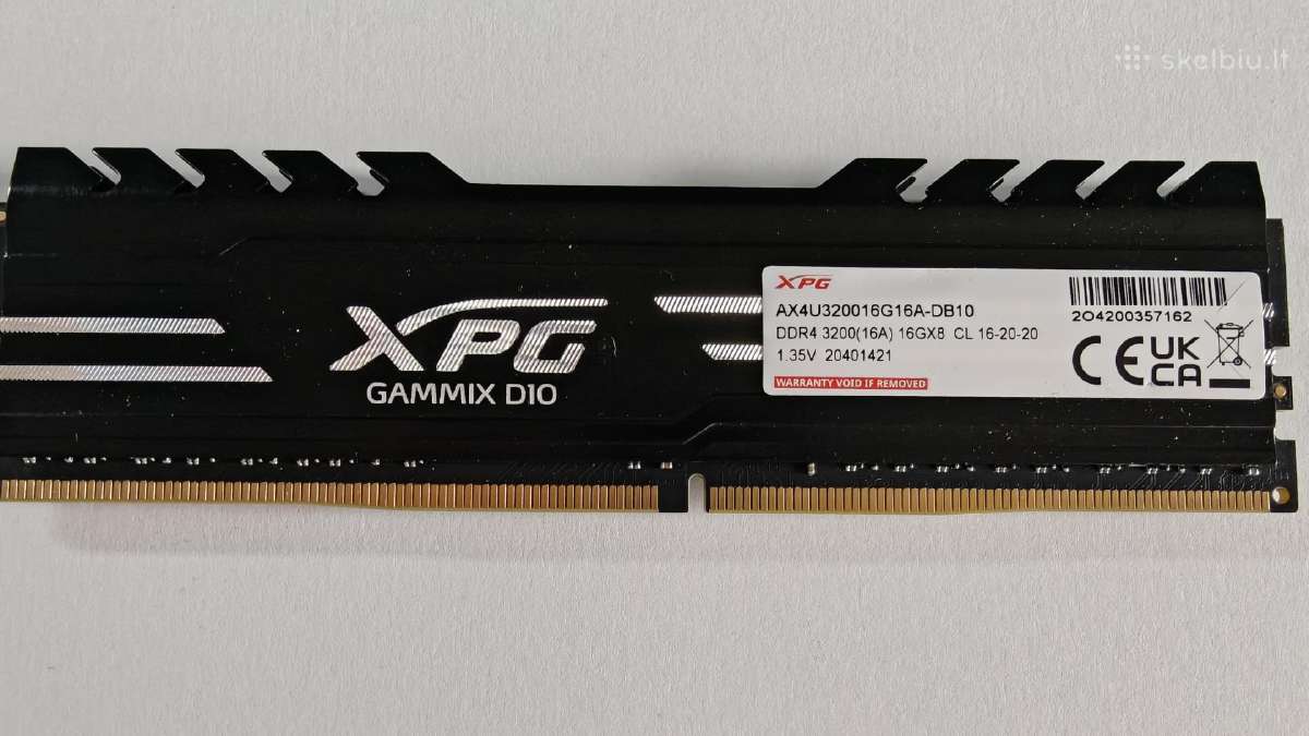 Adata Xpg Gammix D10 32gb (2x16gb) Ddr4 3200mhz Cl - nuotraukos Nr. 5
