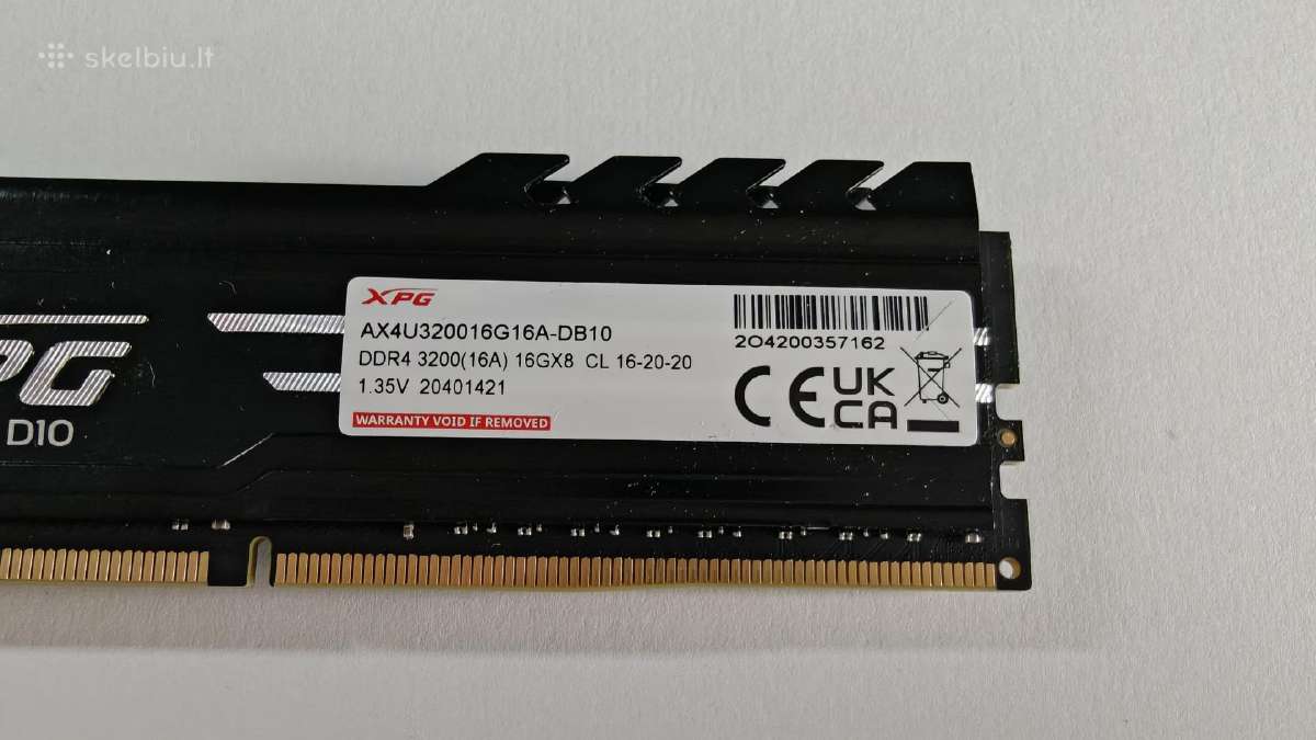 Adata Xpg Gammix D10 32gb (2x16gb) Ddr4 3200mhz Cl - nuotraukos Nr. 6