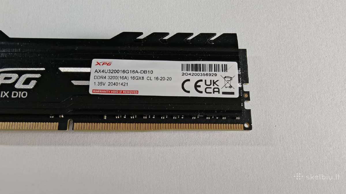 Adata Xpg Gammix D10 32gb (2x16gb) Ddr4 3200mhz Cl - nuotraukos Nr. 7