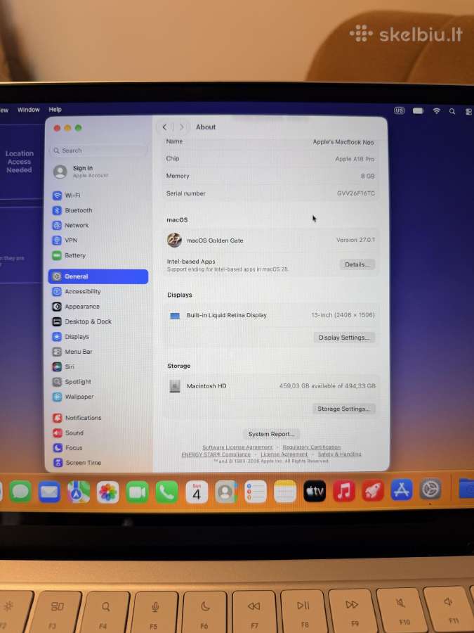 Naujas! MacBook Neo, Silver 8/512gb - nuotraukos Nr. 9