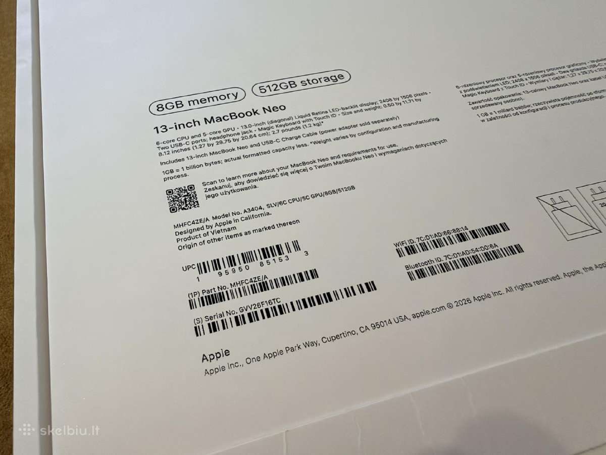 Naujas! MacBook Neo, Silver 8/512gb - nuotraukos Nr. 11