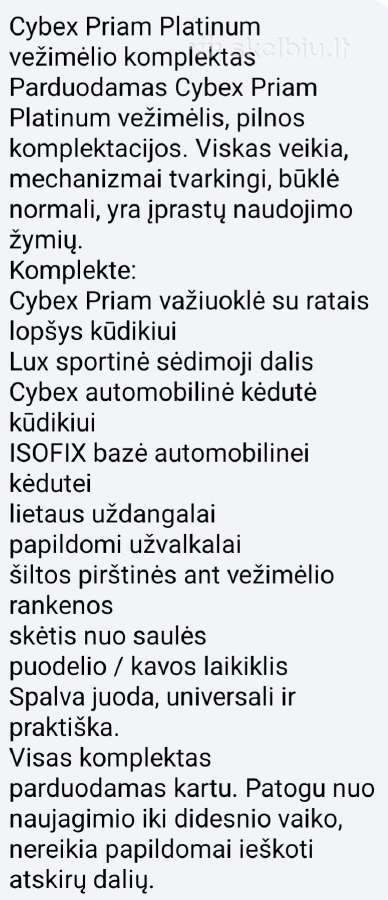 Cybex Priam Platinum pilnas komplektas+isofix bazė - nuotraukos Nr. 9