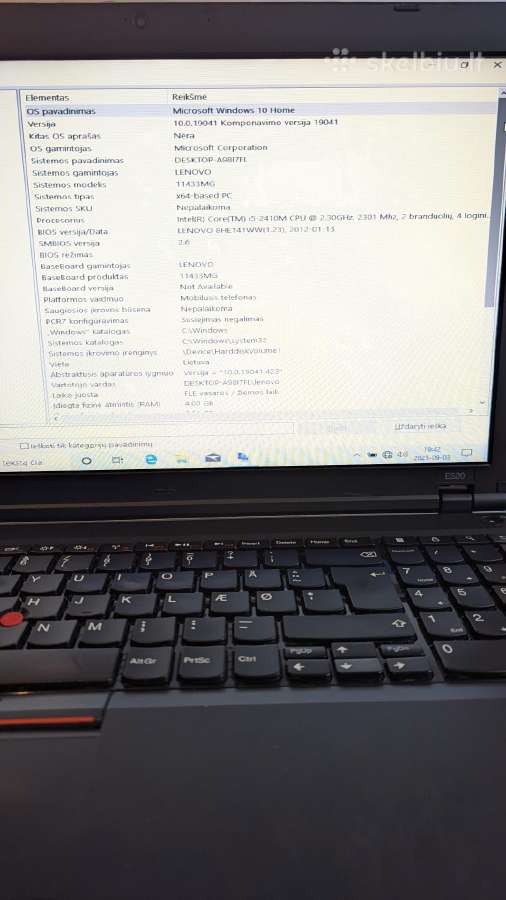 Lenovo Thinkpad Edgee520 (i5/4gb RAM / 500gb HDD - nuotraukos Nr. 2