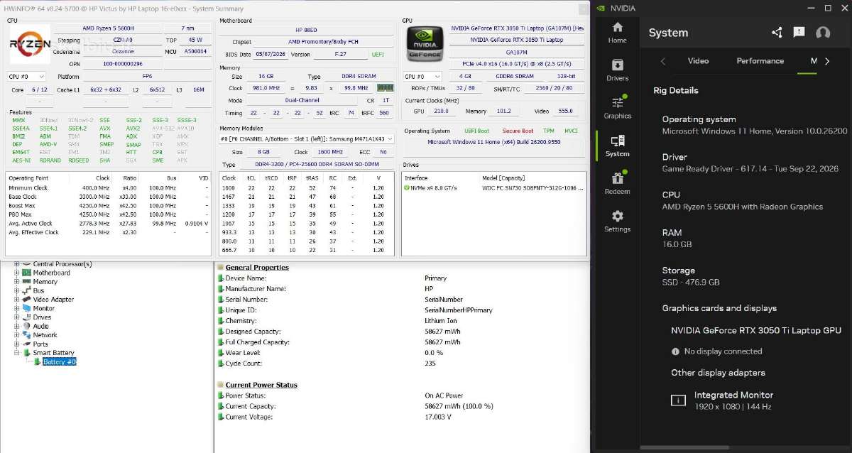 Hp Victus 16, R5, 16gb RAM, Rtx 3050ti - nuotraukos Nr. 8
