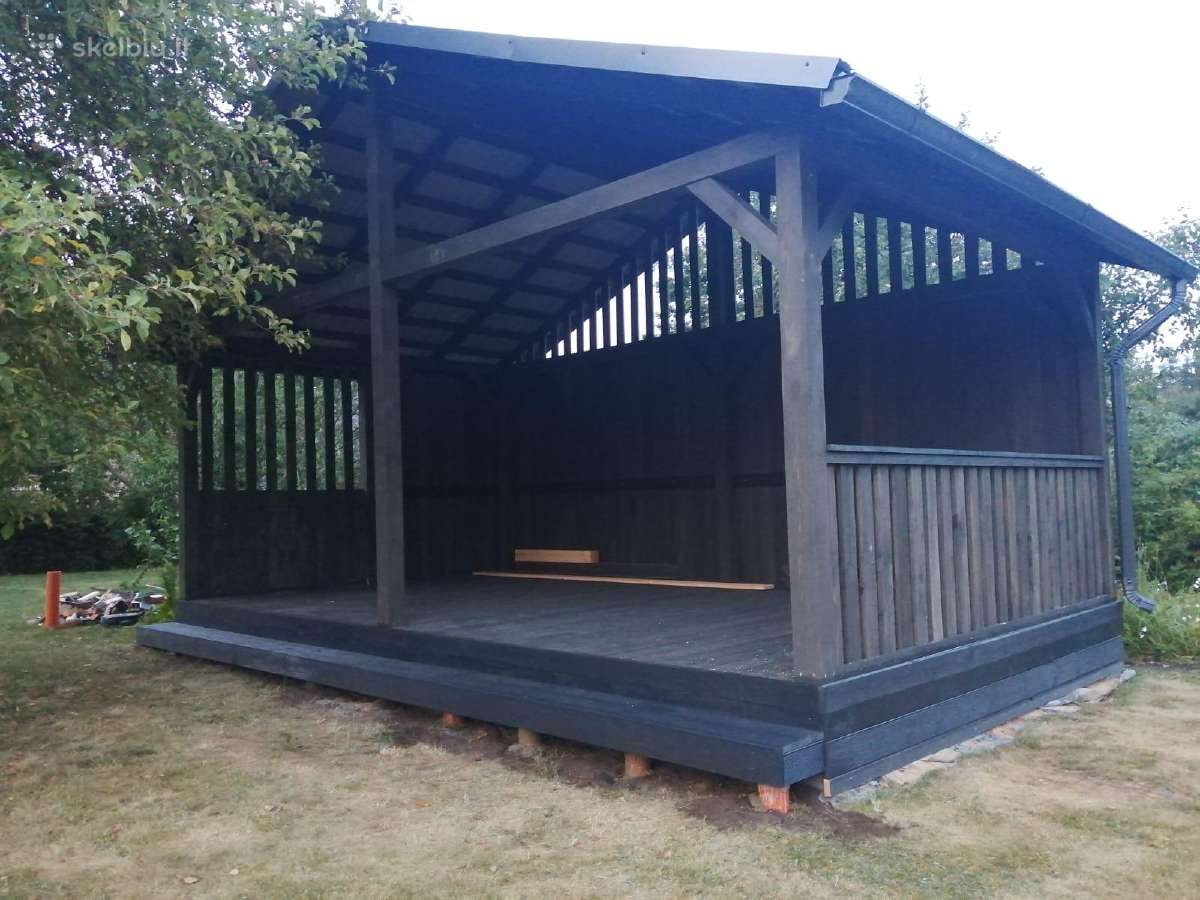 Medinė pavėsinė 4x6 m su dvišlaičiu stogu – 24 m² - nuotraukos Nr. 2