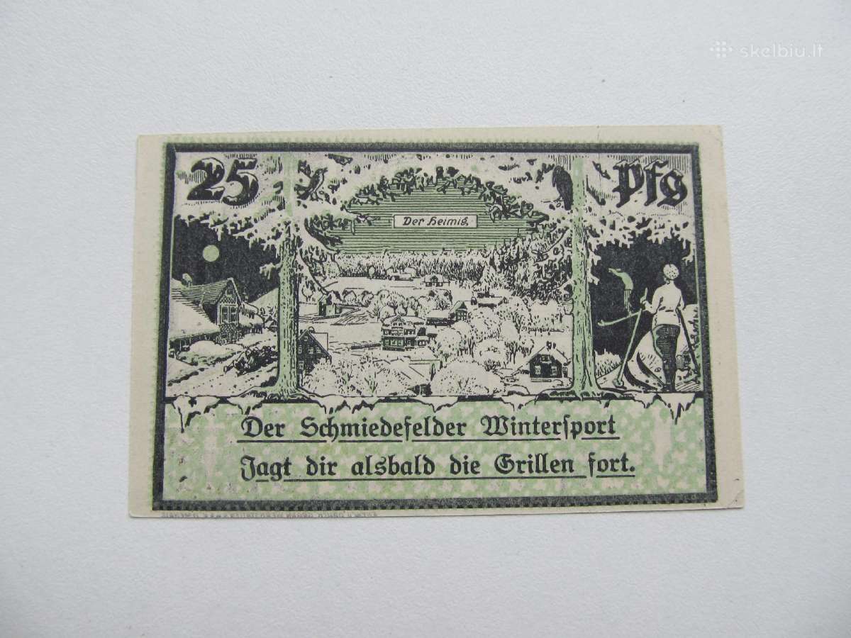 Notgeldas 25 pfenig , Schmiedefeld Vokietija ,1921 - nuotraukos Nr. 2