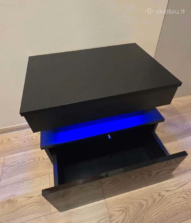 Naktiniai staliukai,su stalčiais su LED. - nuotraukos Nr. 2