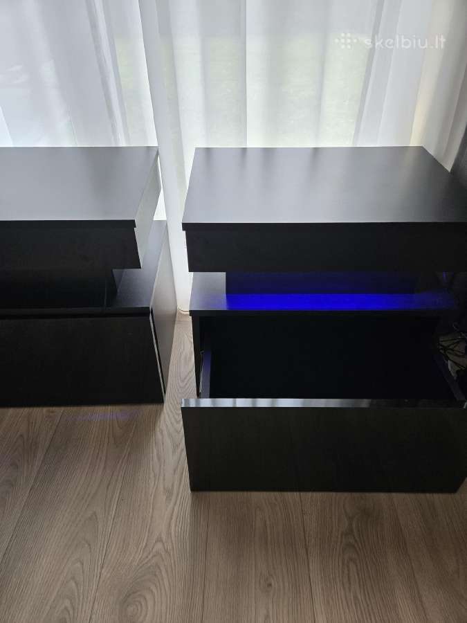 Naktiniai staliukai,su stalčiais su LED. - nuotraukos Nr. 6