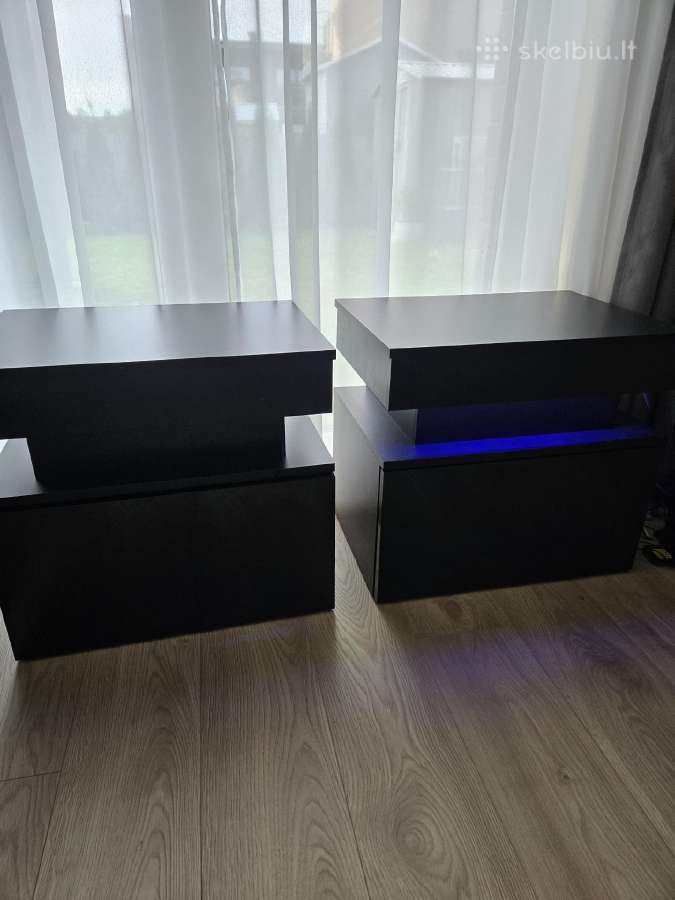 Naktiniai staliukai,su stalčiais su LED. - nuotraukos Nr. 8