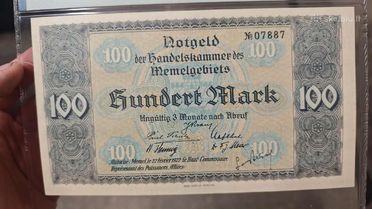 Memel 100 Mark Pmg63 Epq 1922 - nuotraukos Nr. 3