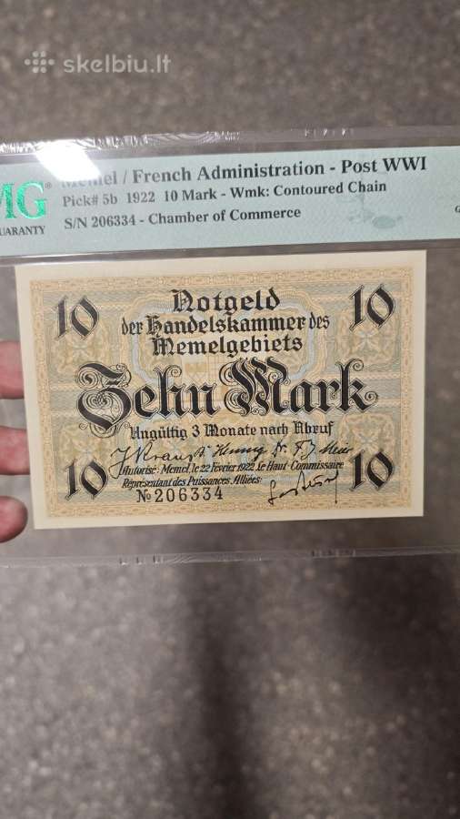 Memel 10 Mark Pmg66 Epq 1922 - nuotraukos Nr. 3