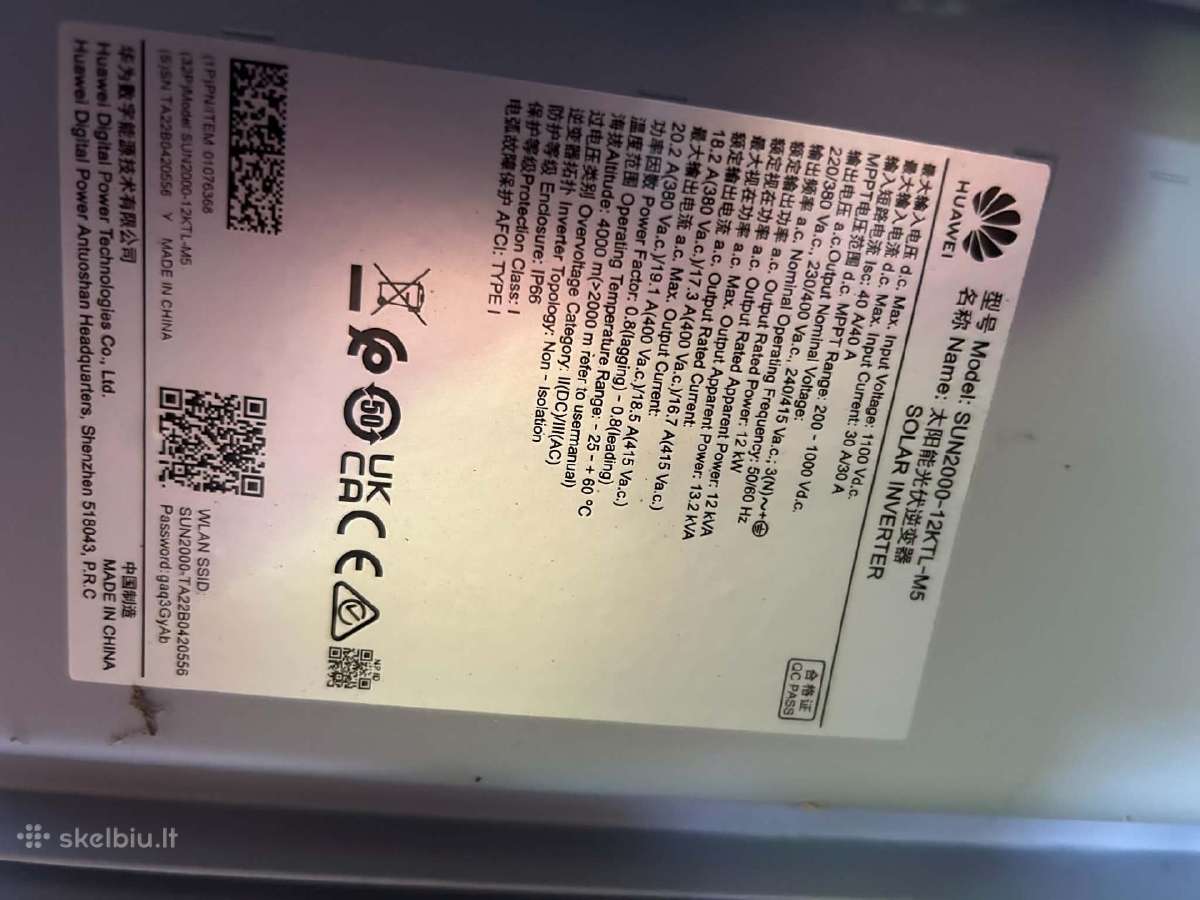 Parduodu Huawei Sun2000-12ktl inverterį. - nuotraukos Nr. 2