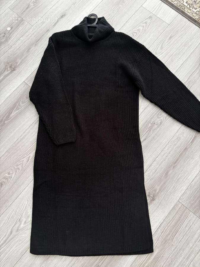 Juoda megzta oversize suknelė - nuotraukos Nr. 2