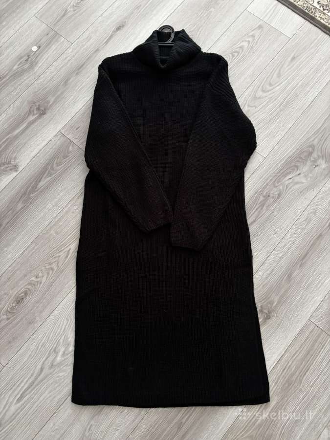 Juoda megzta oversize suknelė - nuotraukos Nr. 3