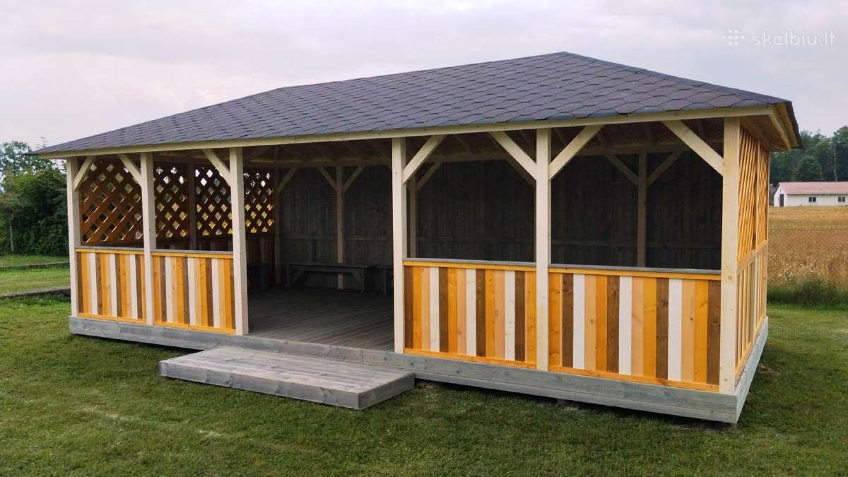 Medinė pavėsinė vaikų darželiui 4x8 m (32 m²) - nuotraukos Nr. 3