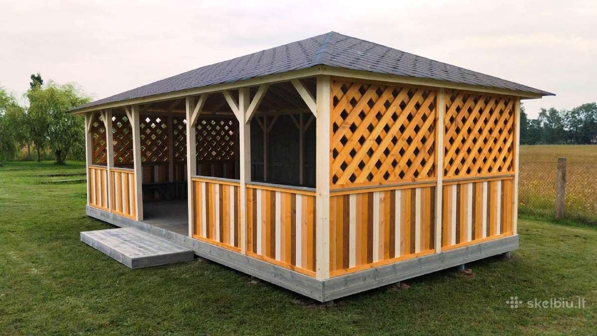 Medinė pavėsinė vaikų darželiui 4x8 m (32 m²) - nuotraukos Nr. 4