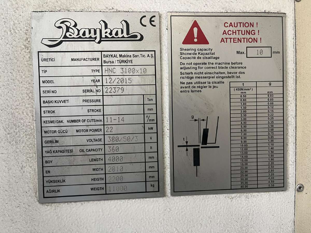Baykal Hnc 310010 Hidraulinės Giljotinos Žirklės - nuotraukos Nr. 4