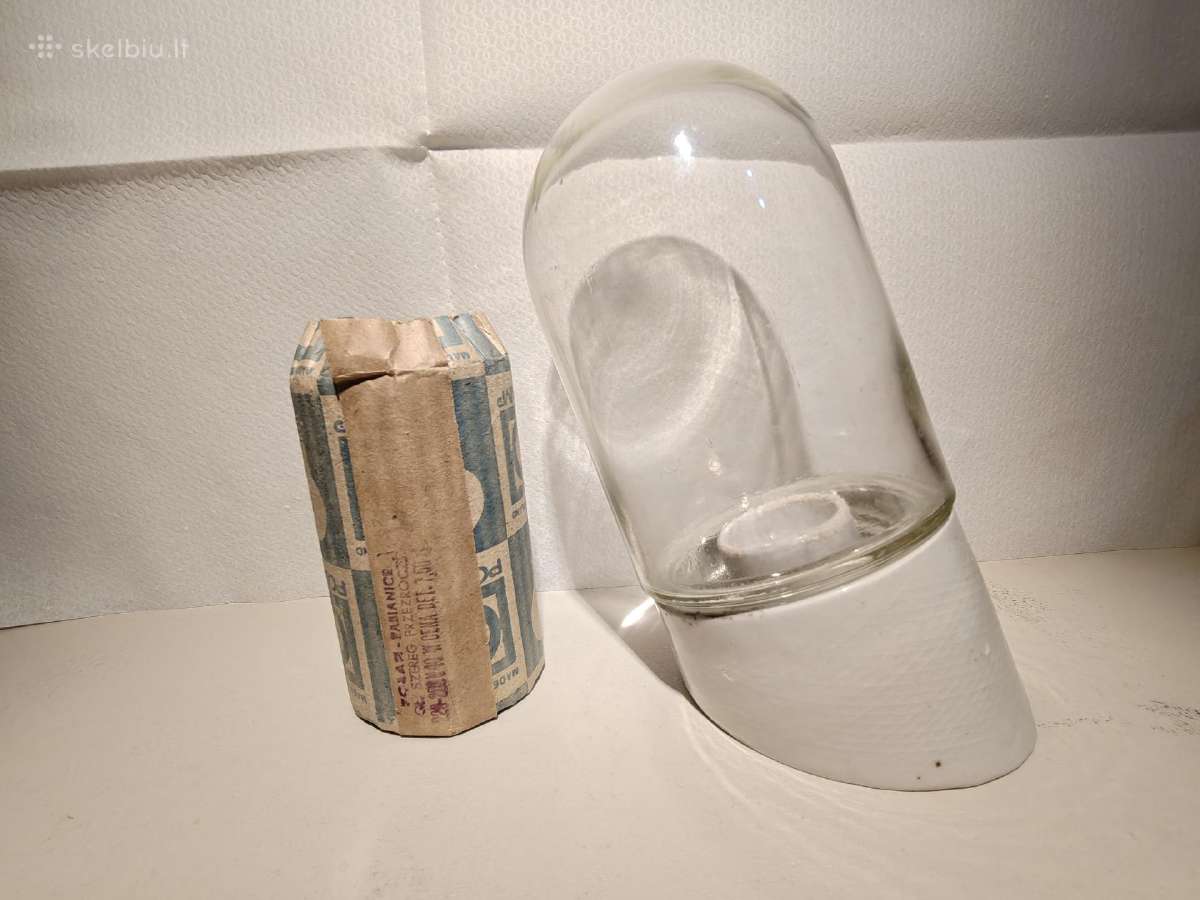 Antikvarinė lenkiška stiklinė lempa. 1960m. 230v - nuotraukos Nr. 2