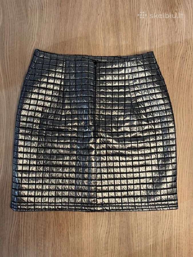 Sora metalizuotas, aukso spalvos mini sijonas, 36 - nuotraukos Nr. 2