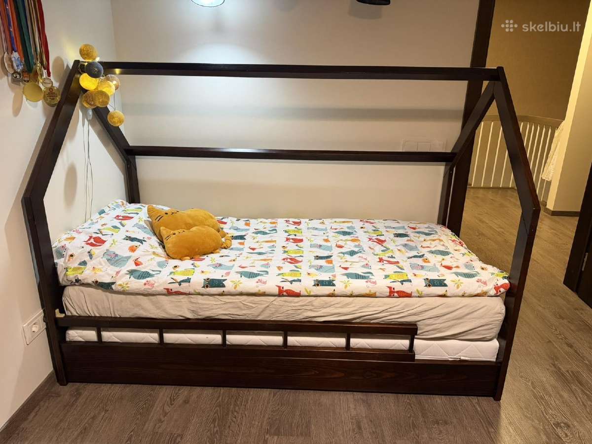 Vaikiška lova–namelis 90180 cm + 2 čiužiniai - nuotraukos Nr. 2