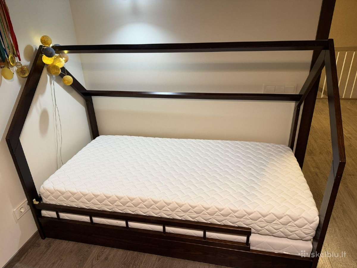 Vaikiška lova–namelis 90180 cm + 2 čiužiniai - nuotraukos Nr. 3