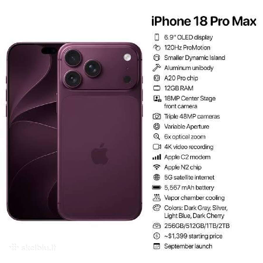 iPhone 18 Pro Max 256gb Glacier Naujas - nuotraukos Nr. 4