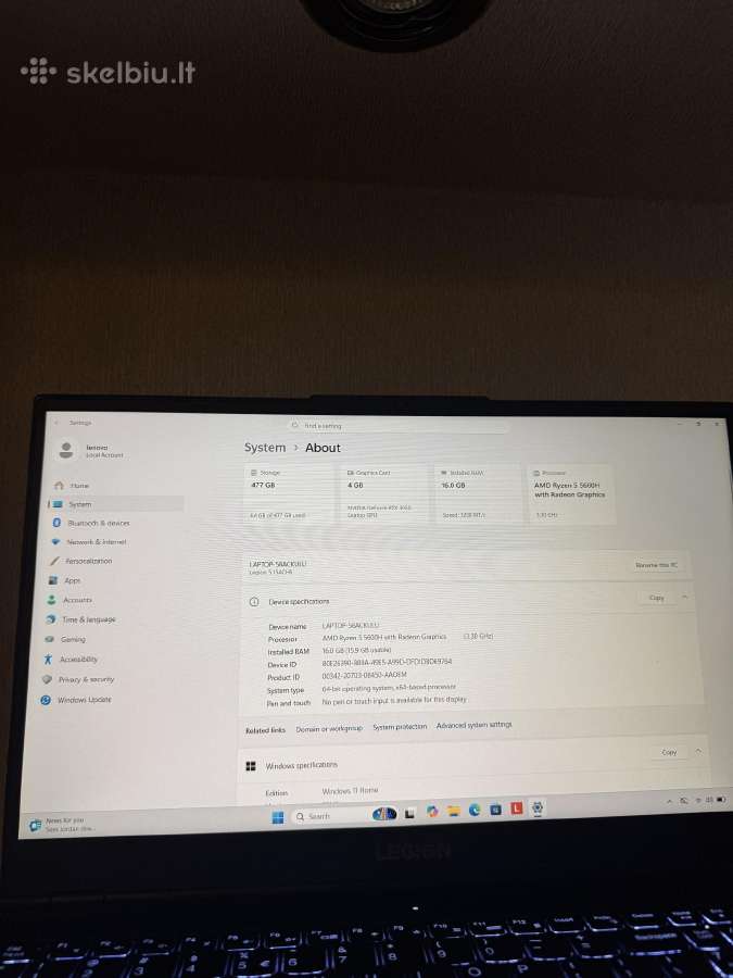 Lenovo Legion 5 15ach6 – Rtx 3050 - nuotraukos Nr. 7