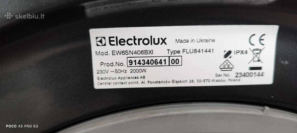 Electrolux Ew6sn406bxi 38cm gylio Zanussi 7kg 55cm - nuotraukos Nr. 3